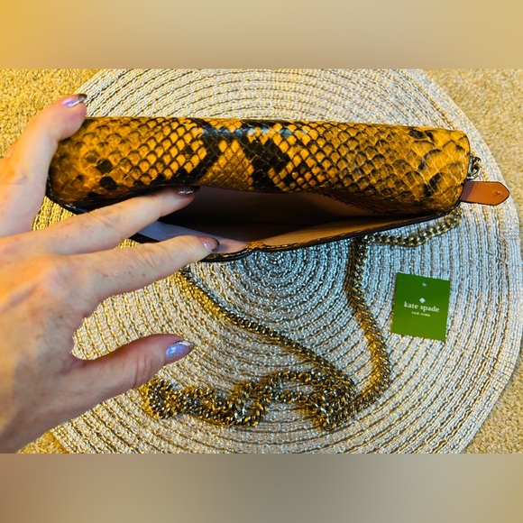 ♠️ Kate Spade ♠️ Snake Embossed Small Turn Lock Crossbody Bag with Chain Strap - Picture 13 of 13